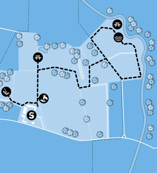 A map of Sky Park Farm prividing directions around the grounds