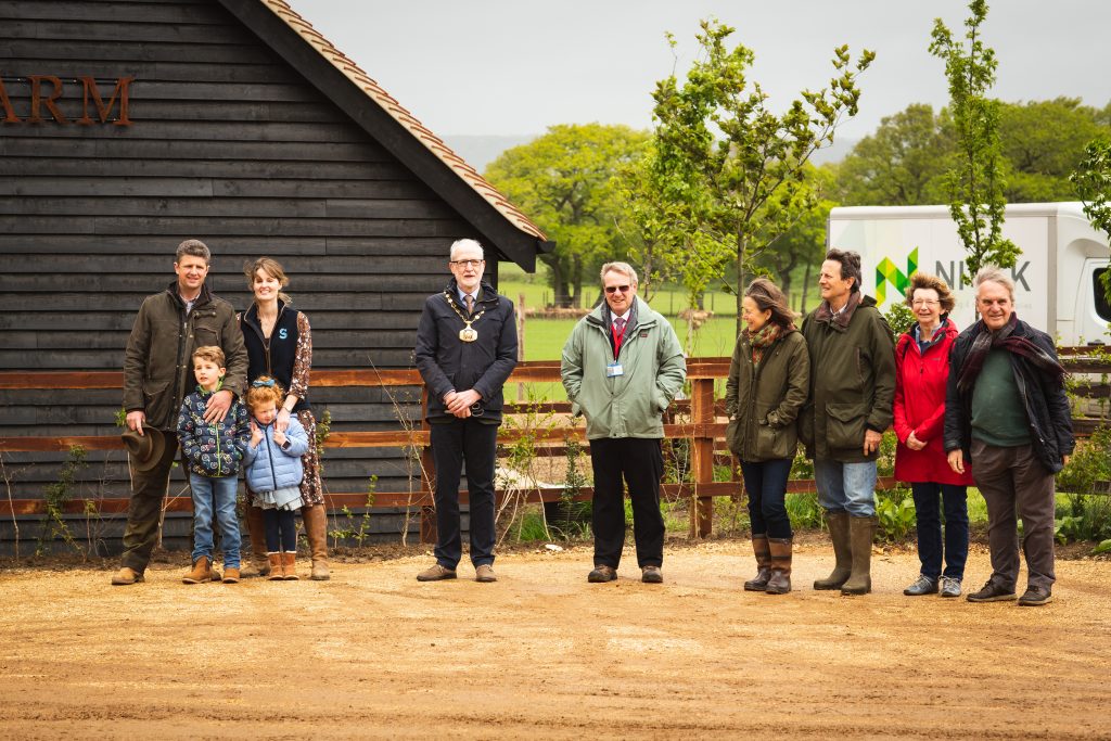 Mayor of Petersfield behind the opening ribbon of Sky Park Farm