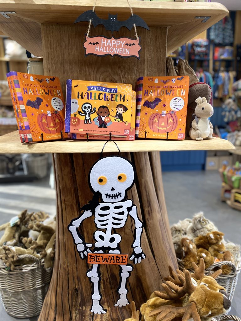 Halloween themed books and toys in the Visitor Centre at Sky Park Farm