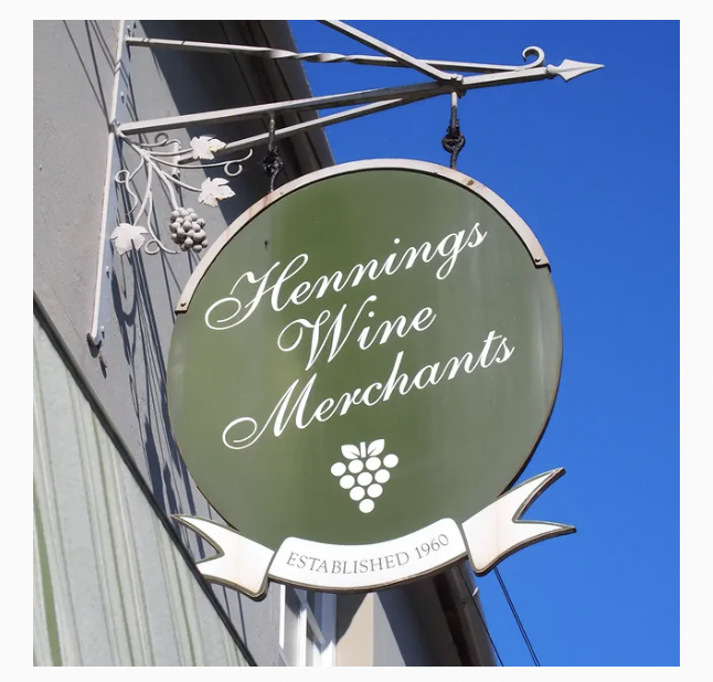 Hennings Wine Merchant sign outside their shop