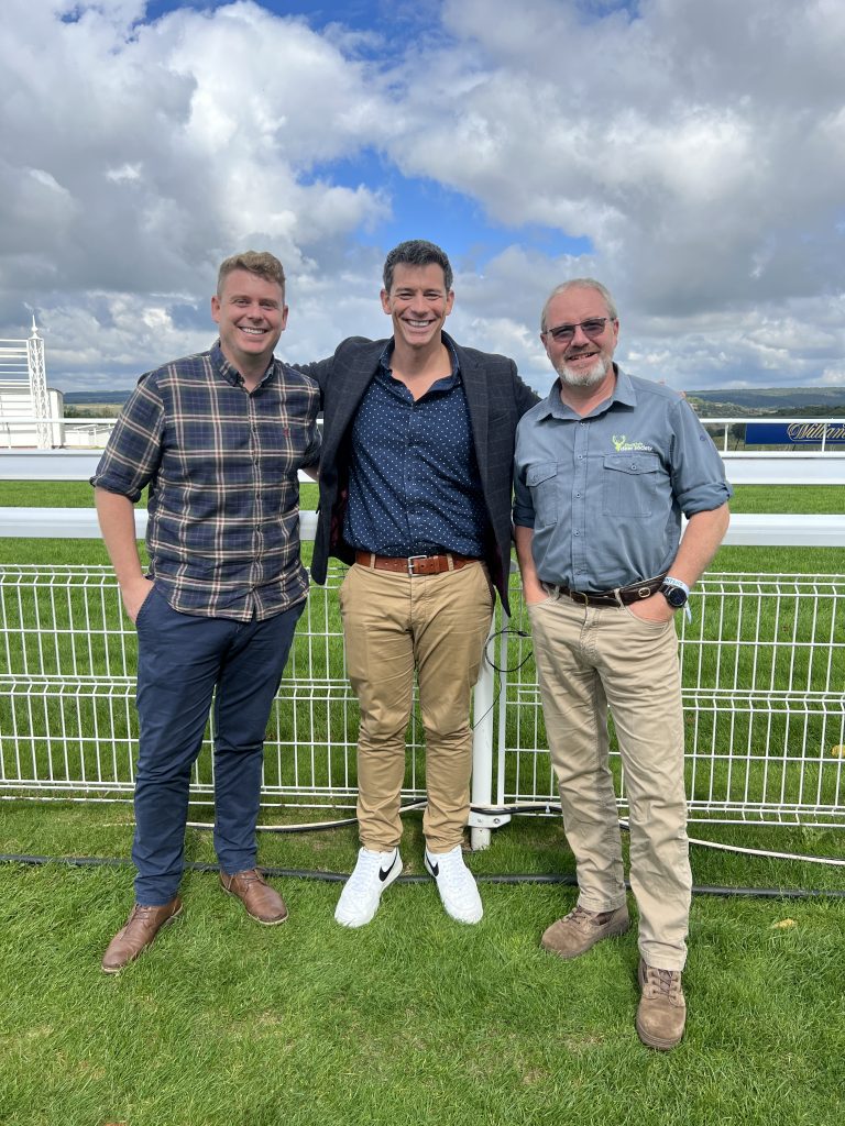 Matt Crow, Glyn Ingram, Marcus Bean by racecourse at Goodwood for BBC Good Food Festival
