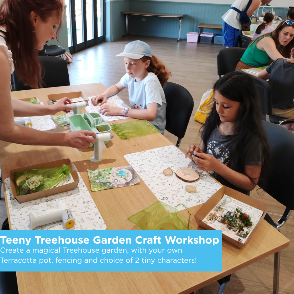 Miniature craft workshop themed for treehouse garden